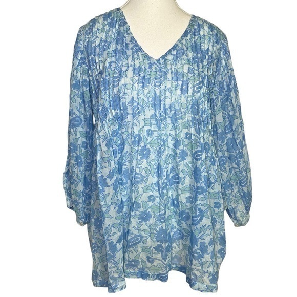 Dolma Tops - Dolma Alya Top in Blue Floral